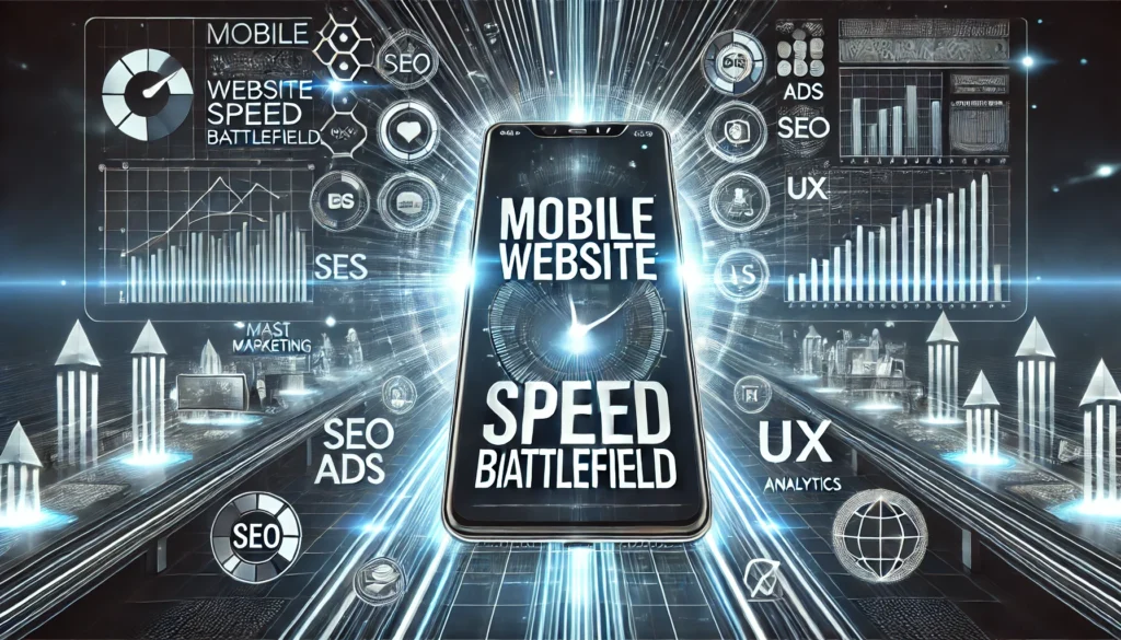 Mobile Website Speed Battlefield text on a mobile phone iQMarketers.com