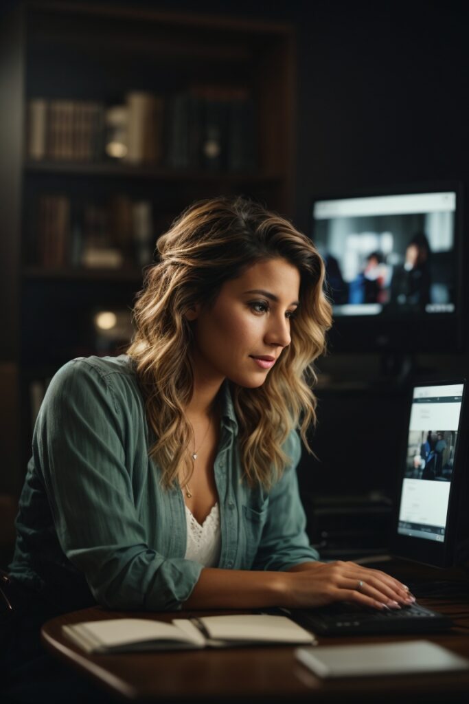 Ai Voice agent picture of a young woman at a computer