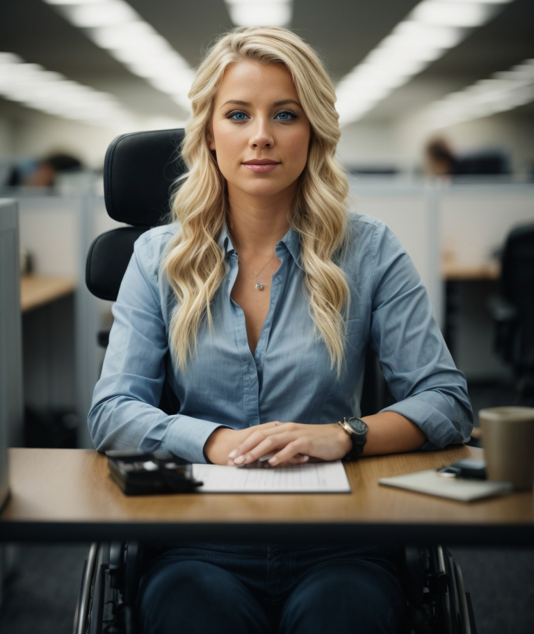 Professional portrait of a smiling blonde woman symbolizing accessibility-focused websites and funnels by iQ Marketers