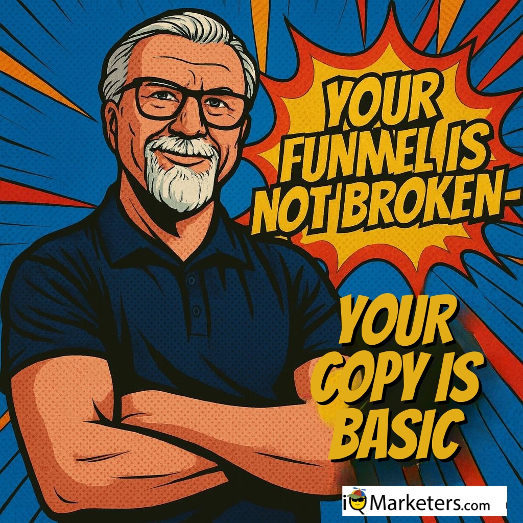 Image saying your funnel is not broken, your copy is just basic