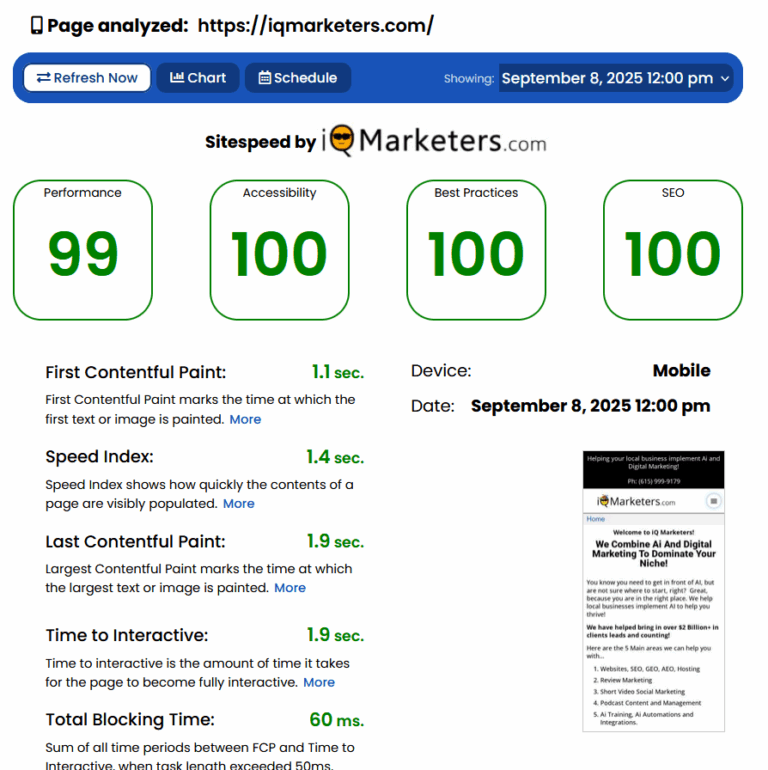 Site Speed report generated by iQSiteSpeed.com