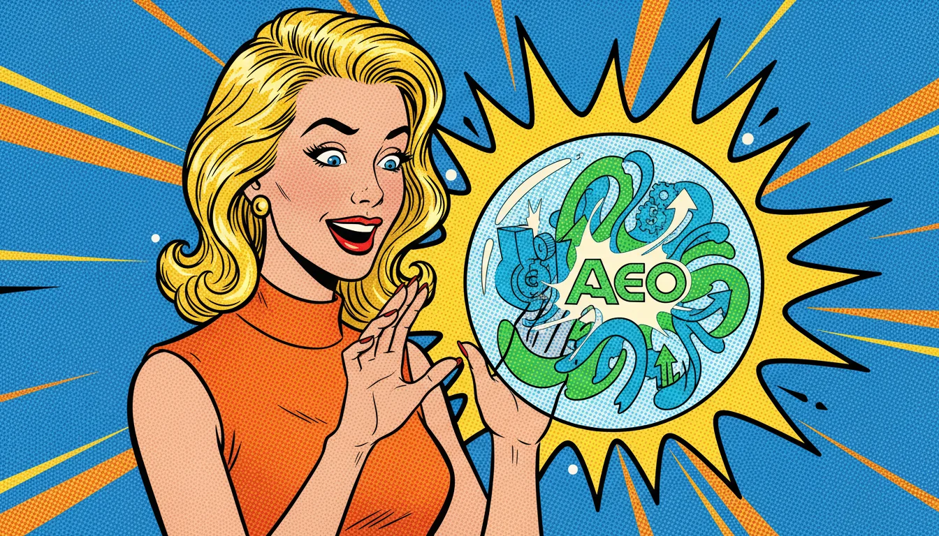 Visionary blonde gazes into AEO future crystal ball, spotting 2026 wins for local businesses.