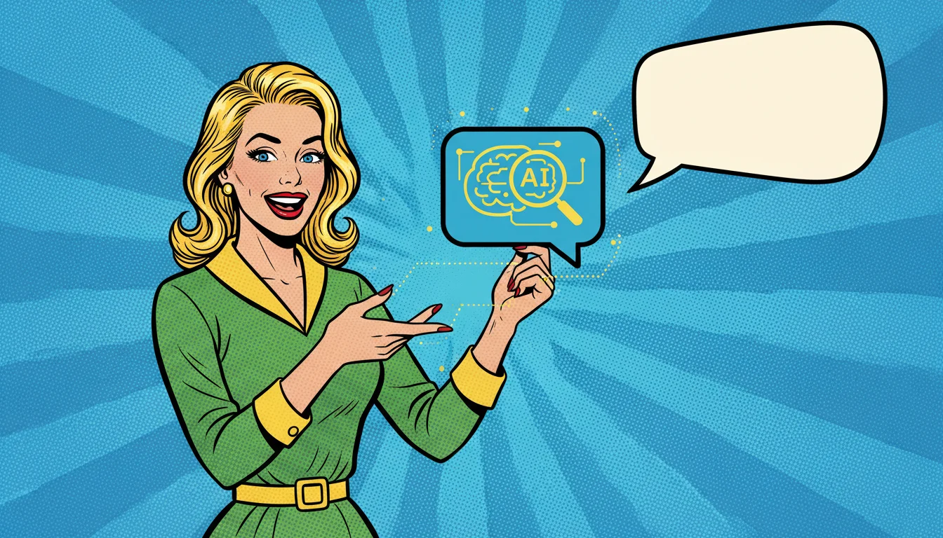 Blonde gal shares secrets with AI search bot, making Answer Engine Optimization a breeze for sites.