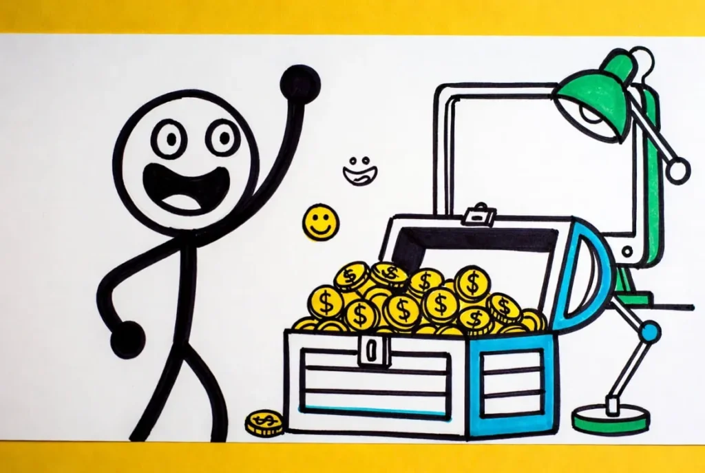 ASEO Treasure Chest of gold stick figure