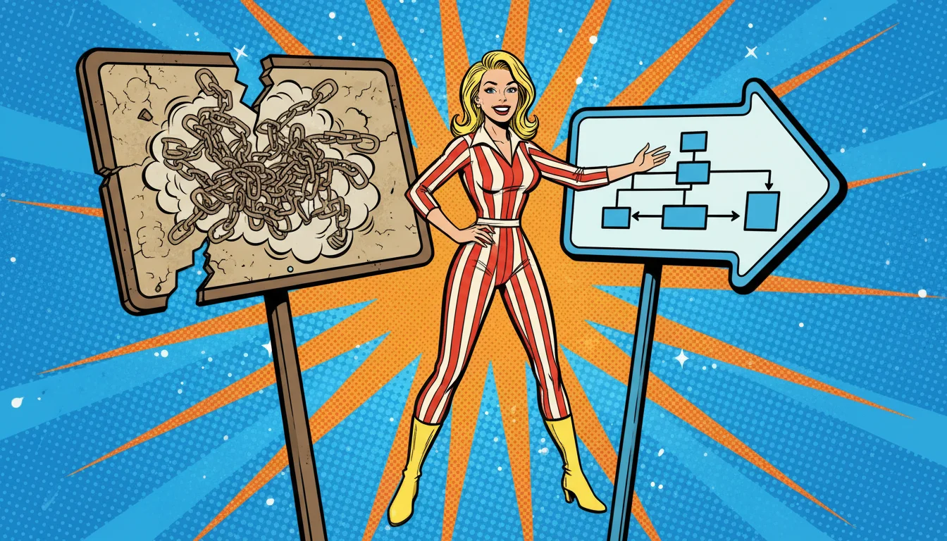 Blonde woman confidently choosing 'Smart AEO Approach' over 'Old SEO Grind' signs, showing the difference.