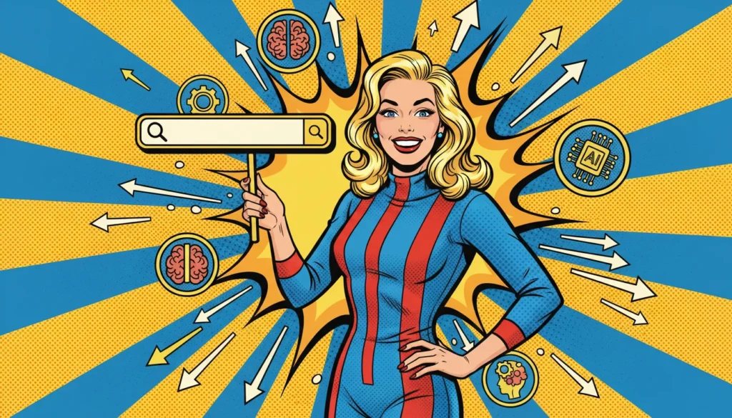 Blonde powerhouse wields search bar wand to climb AI rankings—electric scooter speed ahead!